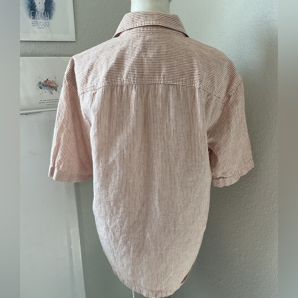 Club Monaco Striped Orange and White Button Down Top - Picture 4 of 8